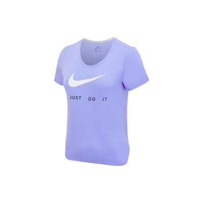 Logo Letter Print Round Neck Straight Short Sleeve T-Shirt Women T-Shirts Purple DB4337-569