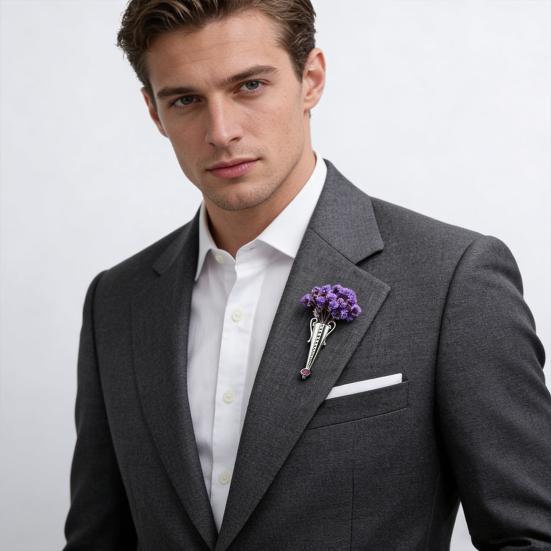 Vase Brooch Flower Holder Brooch Pin Flower Insert Alloy Brooch Lapel Pin Reusable Corsage for Sweaters Coats Weddings Parties