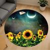 1pc Sunflower Moon Round Chair Mat Area Rug - Non-Slip, Floor Mat for Office, Bedroom, and Indoor Decor C1118202