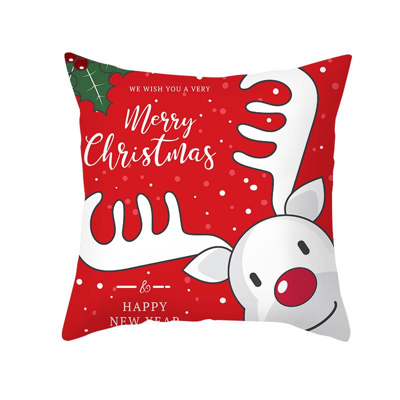 

Christmas Pillow Case Wish Cartoon Print Peach Skin Christmas Pillow Home Sofa Cushion 45 * 45Cm (without pillow core)
