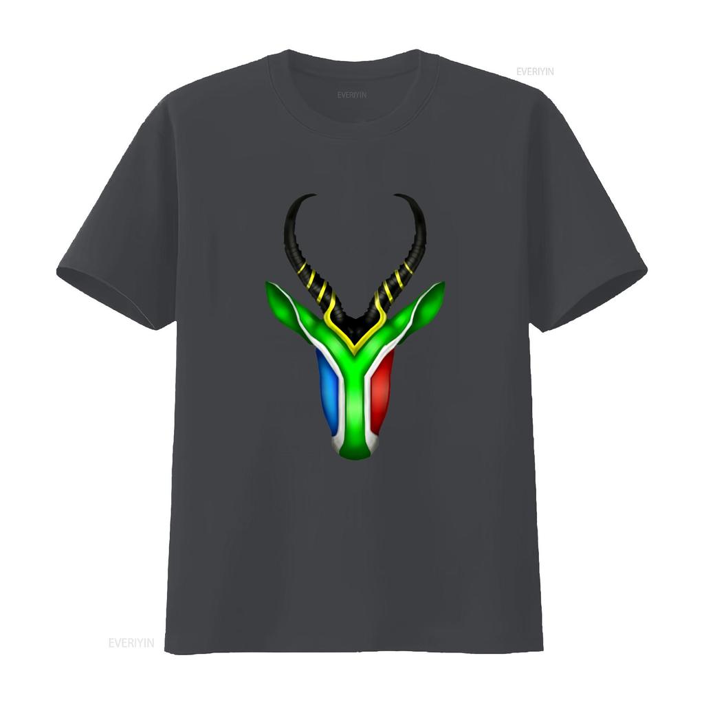 Südafrika Springbok Print T-Shirt Einzigartiges Design Bequemer Stoff Perfekt für Sport und Freizeitwear vintage Gewaschen
