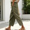 Women Pants, Drawstring Adjustable Waistband High Waist Summer Pants, Pure Color Loose Fit Casual Trousers for Travel Work School Daily Wear
