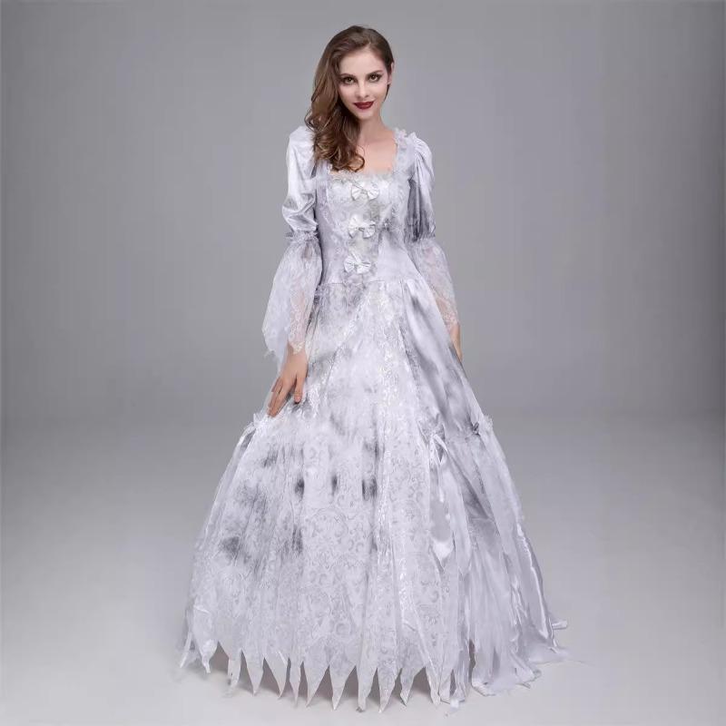 Halloween Ghost Bride Horror Vampire Adult White Ghost Dress Ghost Bride Costume