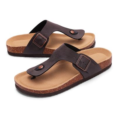 Fashion Smile Pop Men's Cork Footbed Slide Sandals Summer Antiskid Beach Sandals Classic Women Suede Mules With Adjustable Strap Buckle