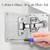 Kitchen Cabinet Door Hinges Repair Plate Hinges Mounting Plate with Screws Flat Fixing Brackets Furniture Hardware Tools