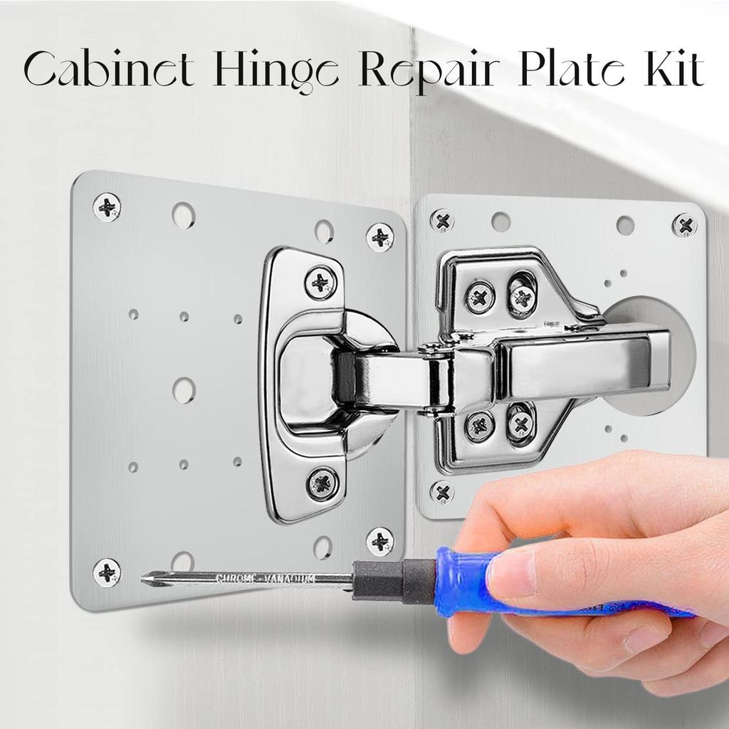 Kitchen Cabinet Door Hinges Repair Plate Hinges Mounting Plate with Screws Flat Fixing Brackets Furniture Hardware Tools
