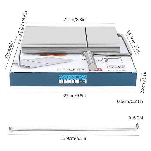 Stainless Steel Cheese Cutter - Durable Stainless Steel Cheese Cutter with 6 Replacement Wires | Multipurpose Butter Sausage Ham Cutter Board & Food S