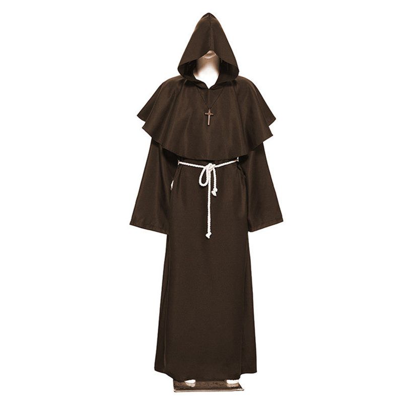 Halloween Cosplay Antikes Kostüm Mittelalterliche Mönchskutte Zaubererkostüm Priesterkostüm Set Rollenspiel