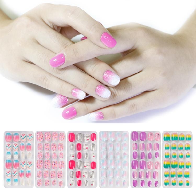 Nalepovací nehty Dětské Růžové Jednoduchý vzor Falešné nehty Nail Art Falešné nehty Nalepovací