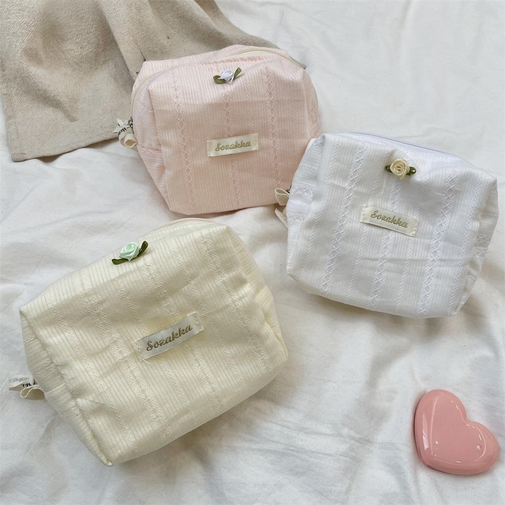 Cute Cosmetic Bag Yellow Pink White Makeup Pouch Portable Travel Toiletry Cosmetic Organizer Storage Bag for Women