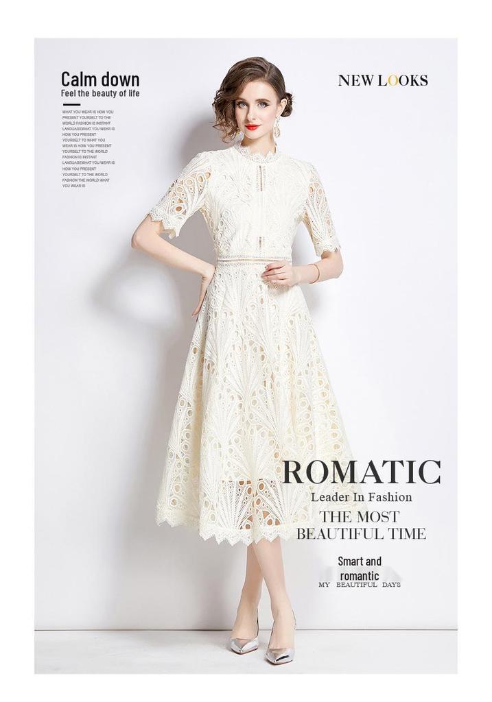 Noblewoman Lace Summer Dress: Elegant Crochet Embroidery for a Lady-like Temperament