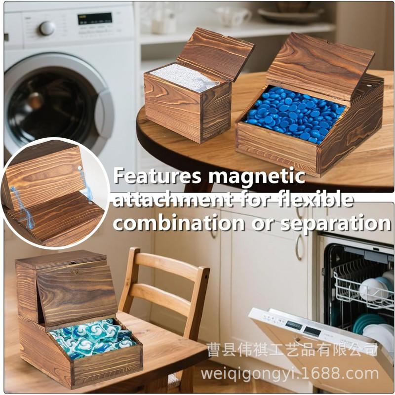 Holz-Klappdeckel Schreibtisch-Aufbewahrungsbox Waschmittelkapseln Pulver-Organizer Modern Minimalistisch Zuhause