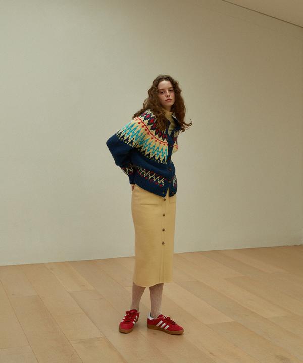 Green Butter [Handmade] Wool Pencil Pocket Skirt (Butter)