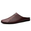 Fashion Italian Mens Slippers Genuine Leather Muller Shoes Men Loafers Outdoor Non-slip Black Casual Half Slipper Men Fashion Shoes Man
