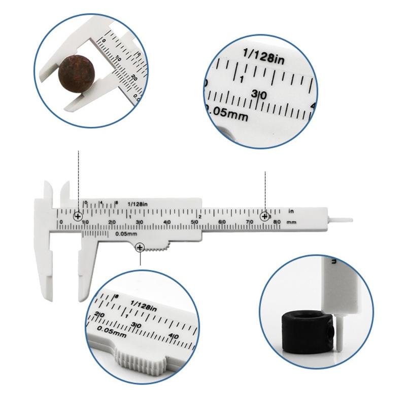 4PCS 80 mm Mini Plastic Calipers Verniers Calipers Double Scale Sliding Gauges Measuring Tool Student Office Use