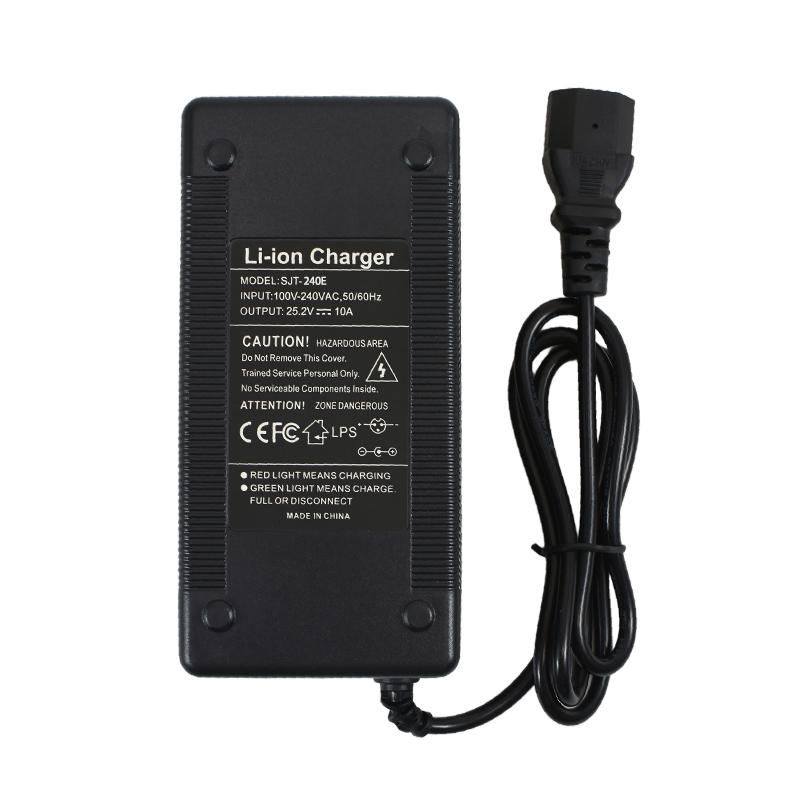 25.2V 10A 12A 28A Charger Smart Aluminum Case for 6S 22.2V Outdoor Li-ion Battery,Battery Pack Charger Built-in cooling fan