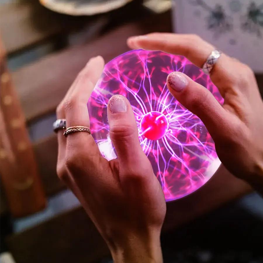3 Inch Magic Plasma Ball Lamp LED Atmosphere Night Light Touch and Sound Sensitive Glass Plasma Light Bedroom Decor Kids Gift