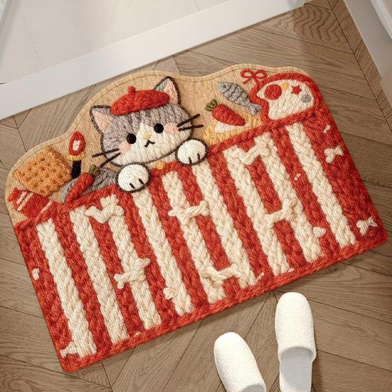 Cartoon Animal Welcome Doormat Cute Cat Dog Bear Entrance Rug Non-Slip Absorbent Floor Mat for Bathroom Bedroom Kitchen Doorway