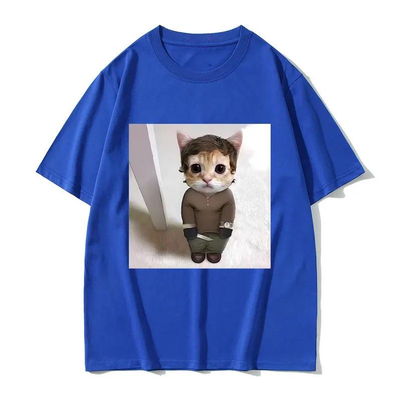 Funny Cat Cosplay Dexter Morgan Meme T-shirt Men Women Casual Vintage Cotton T Shirt Male Fashion Oversized T-shirts