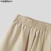 INCERUN Men Casual Loose Elastic Waist Long Wide Legs Pants Trousers