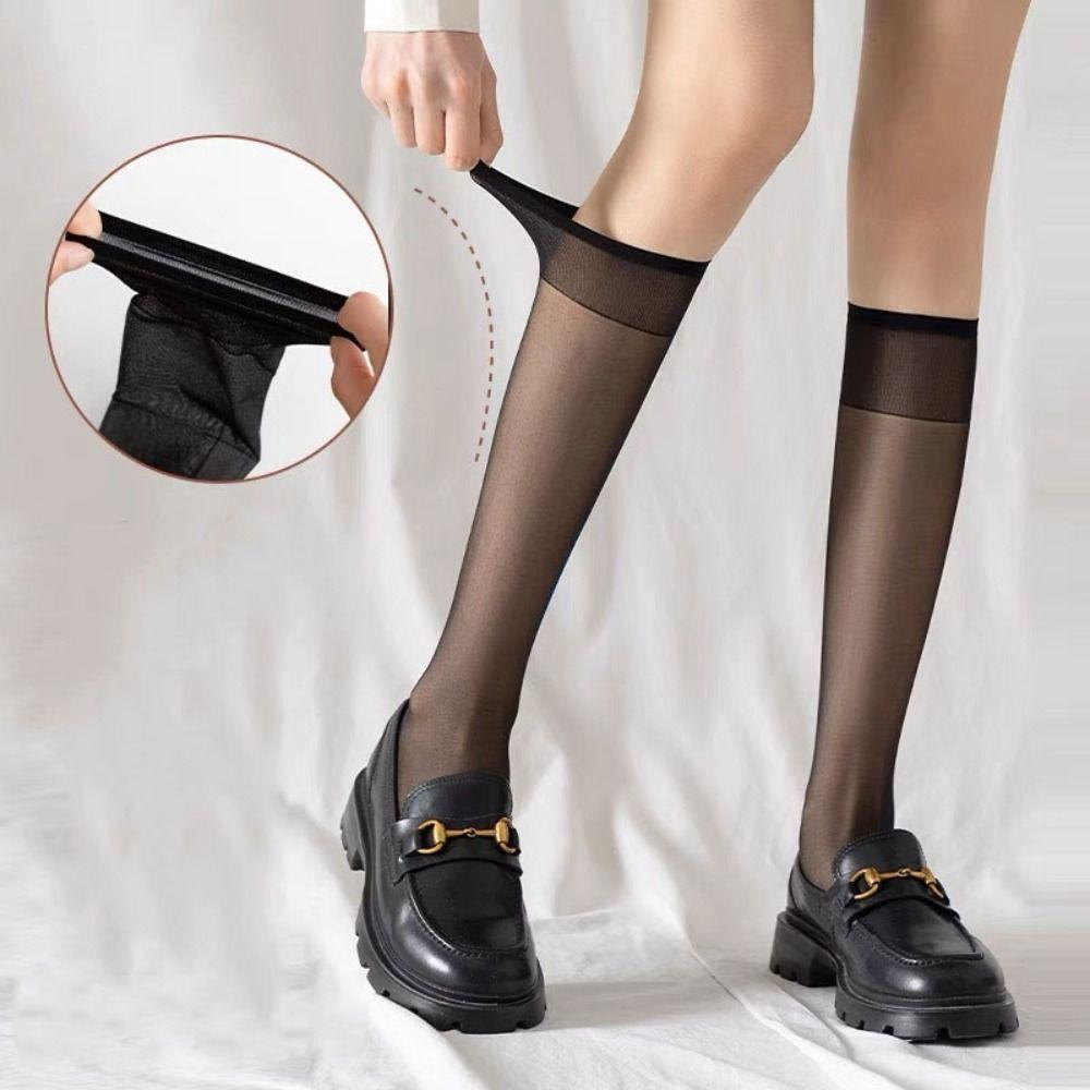 1 Pair Solid Color Ultra-thin Nylon Stocking Sweat-absorbing Elasticity Invisible Stockings  Women's