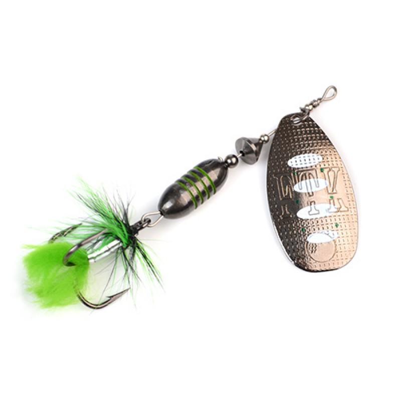 FTK Spinnerbait Fishing Lure With Flashing Blade Soft Hair Trail 3-Hook Treble Hook Bass Pike Perch