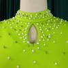 Elegant Bodycon Dresses Plus Size Women O Neck Ruffles Sleeve Beaded Solid Package Hips Party Dress