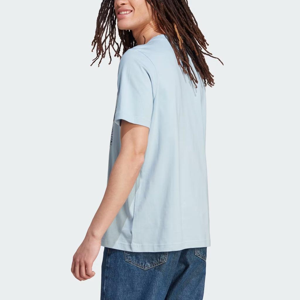 Adidas T Shirts Men's Blue Crew Neck Moderate Straight Fit IL5404