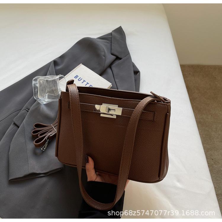 Retro High-end Underarm Bag Women's 2025 New Fashion Texture Kelly Bag Niche Design Simple Shoulder Women's Bag