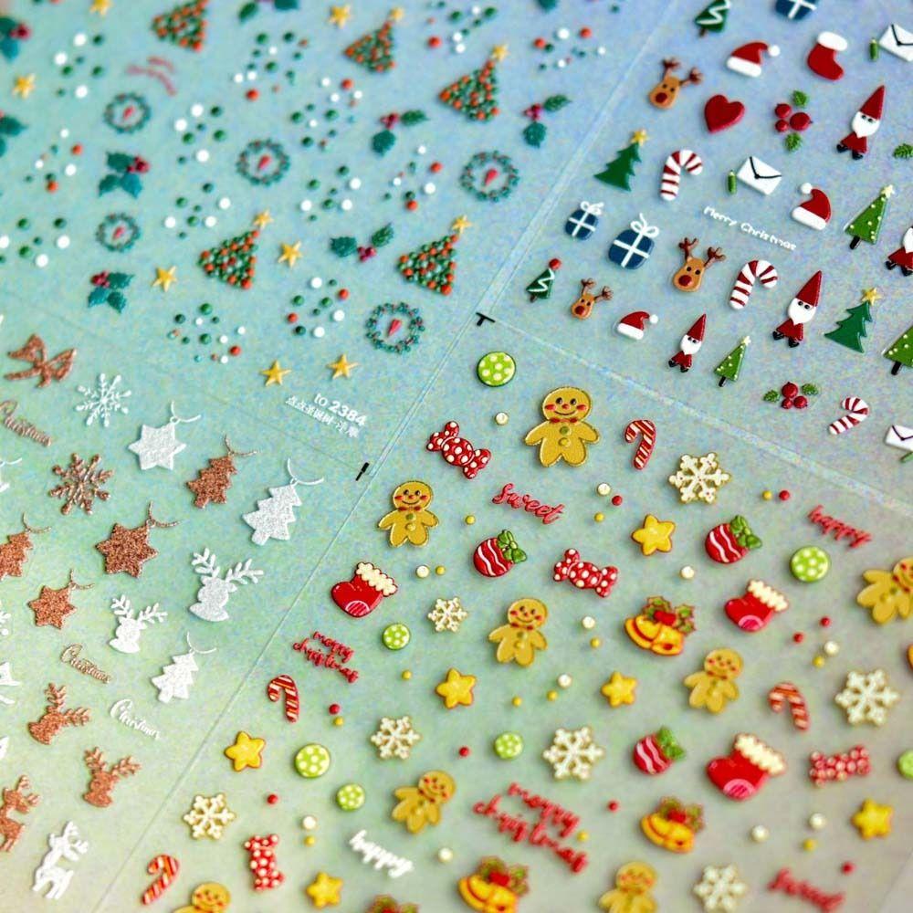 Tree Nail Art Decorations Manicure Accessories Snowflake Nail Decals Christmas Nail Stickers