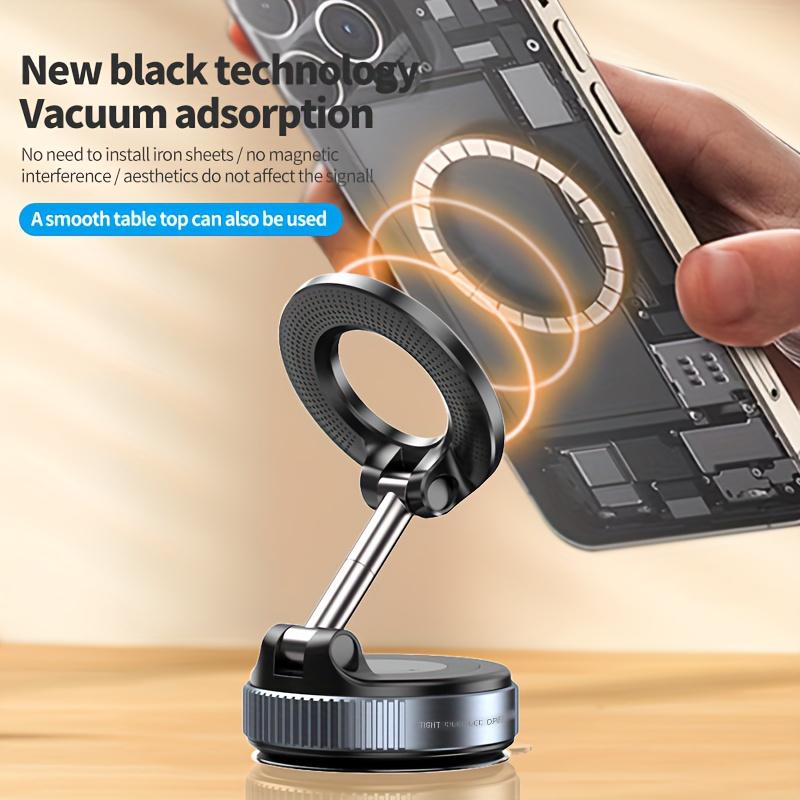 Skladací magnetický držiak mobilného telefónu do auta, Mechanická vákuová prísavka 360° otočný silný magnetický adsorpčný držiak Navigačný univerzálny držiak