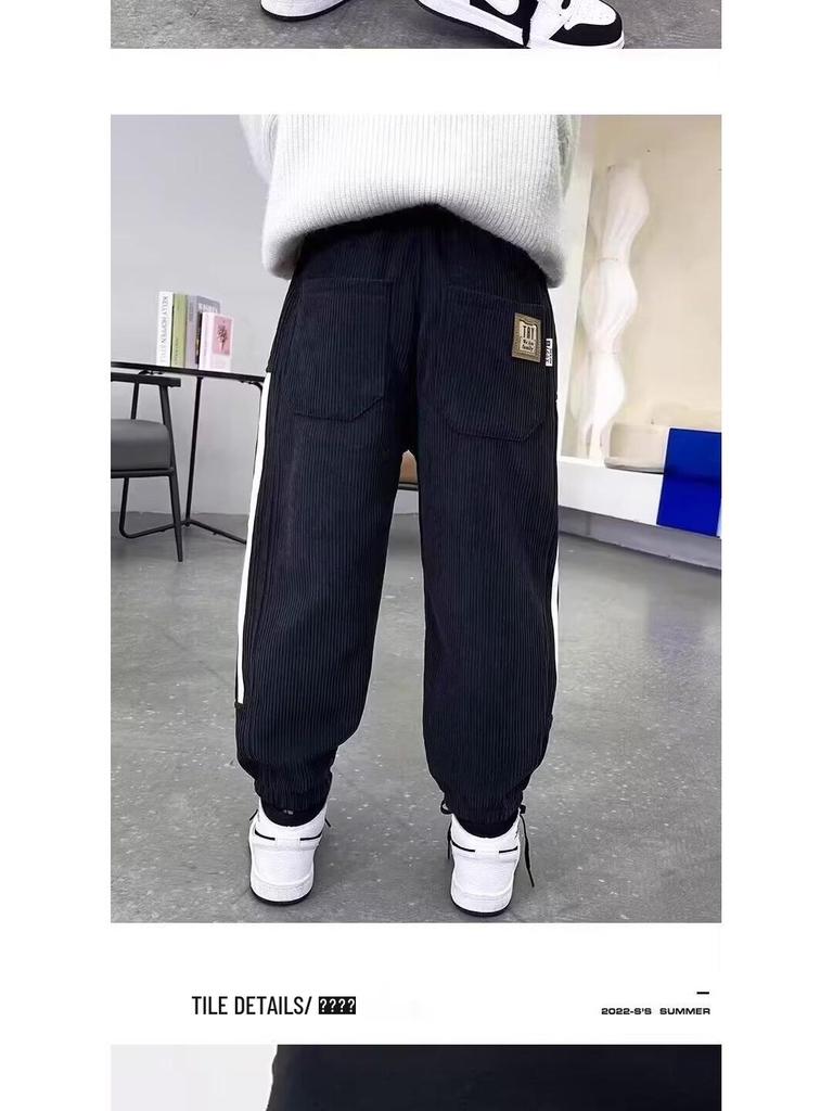 Randiga vardagsmysbyxor för pojkar - Vår-, Höst-, Vinterstilar