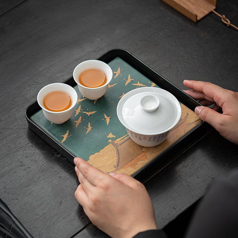 Chinese Creative Tea Tray Retro Water Absorption Serving Coffee Trays Gongfu Kung Fu Teacups Holder Household Teaware Tea Table