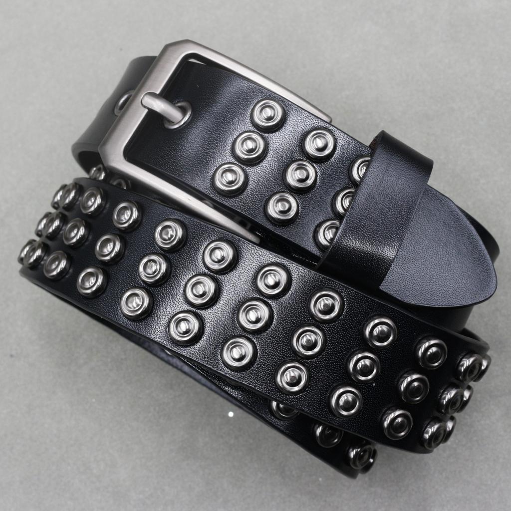 Metal Rivet Belt Luxury Designers Men Rivet Punk Belt Cow Genuine Leather Cintos Masculinos Male Women Rock Hip Hop Strap Waist