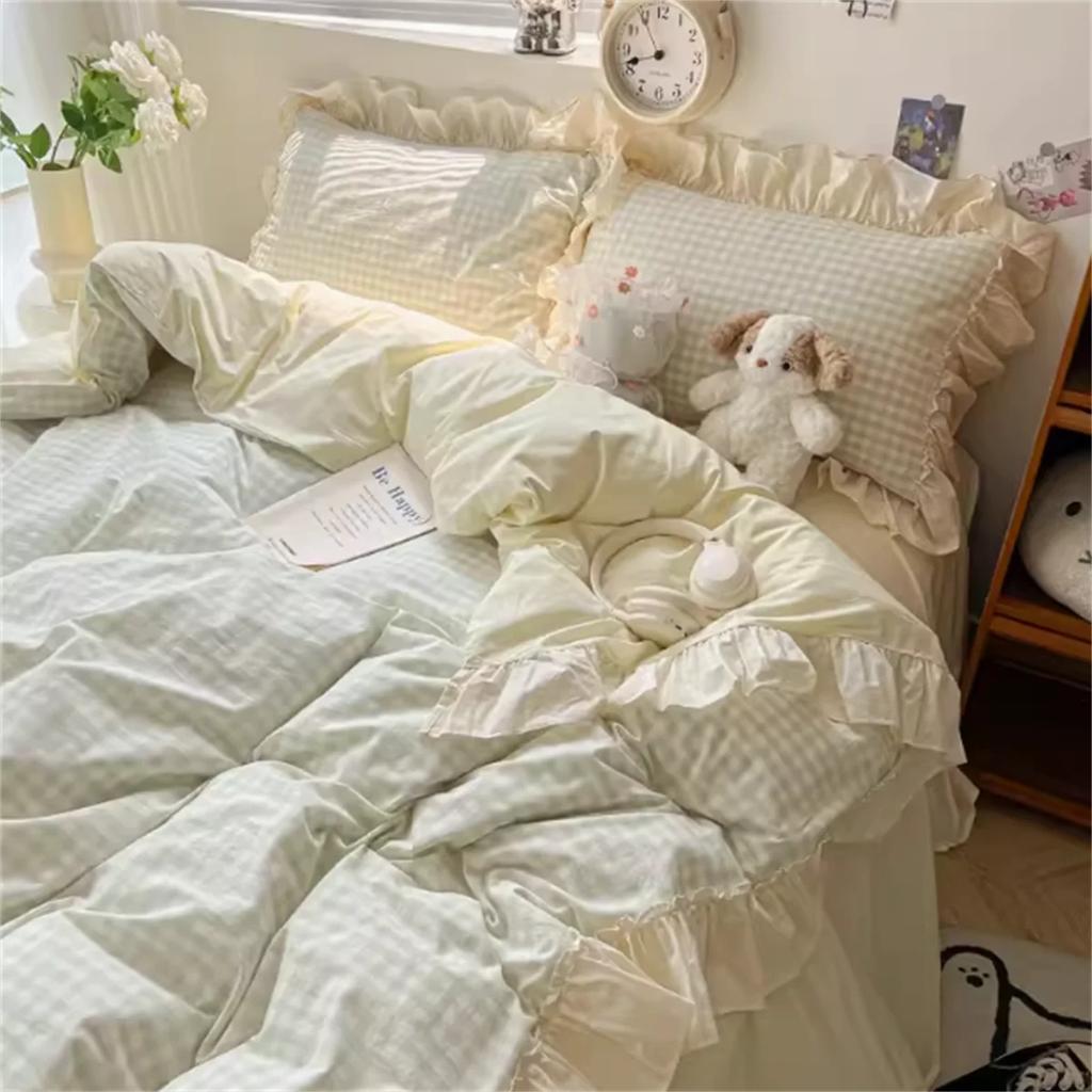 Romantic Black Bedding Set Bed Flat Sheet Pillowcase Twin Full Queen Princess Style Bed Linen Kids Girls Floral Duvet Cover