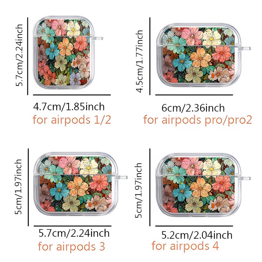 Beautiful Flower Pattern Case For Airpods 2 Pro2 3 1 Pro3 4 Pro Clear Earphone Cases Cover