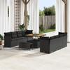11-piece Garden Sofa Set with Black Poly Rattan Cushions Acacia, Garden Dining Set 3363414