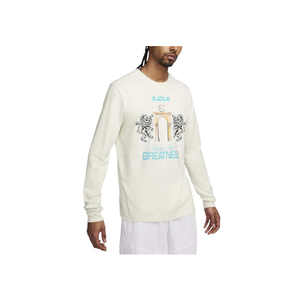 Nike LeBron 2 Weiches Baumwoll-Rundhals-Langarmshirt Herren Tops Seeglas FQ4908-020