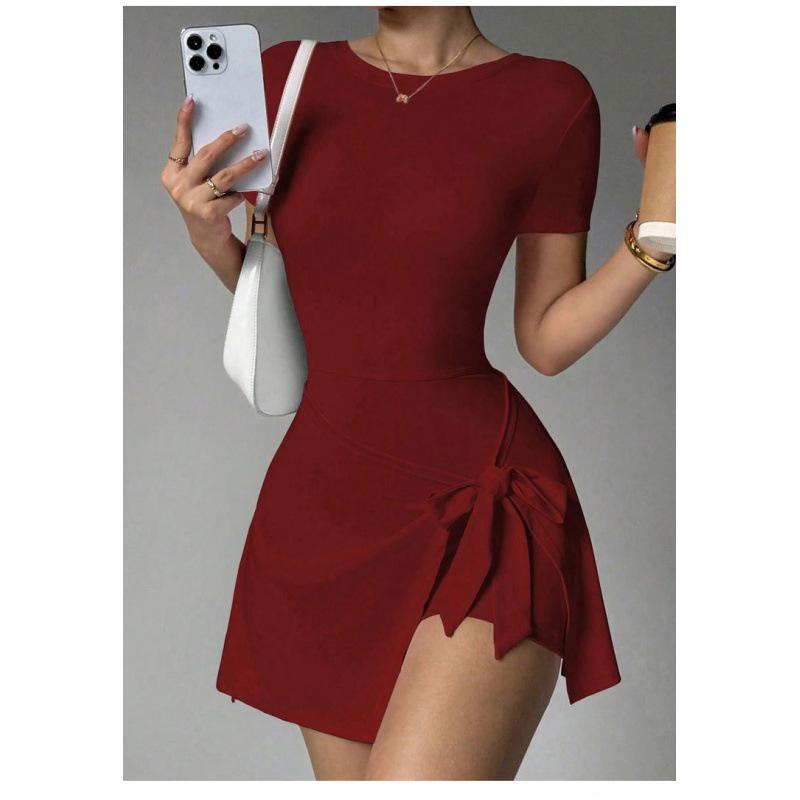 

Casual Yoga One-Piece Short Skirt Tight Back Fake Two Pieces Outdoor Fitness Anti-Light Sports Tennis Skirt Women S красный