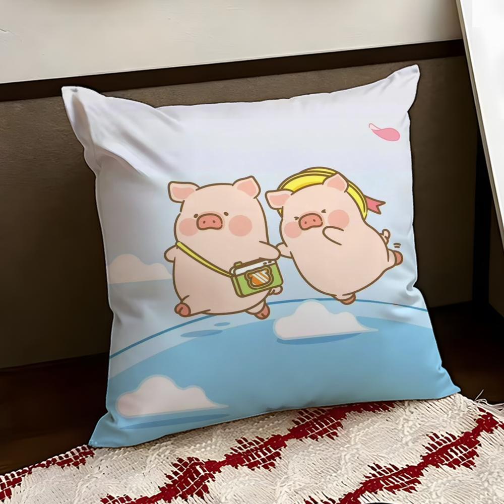 Cartoon LLulu Pig Pink Cushion Cover Reversible Soft Durable Pillow Cover Home  Car MultiScene Use for Daily Comfort