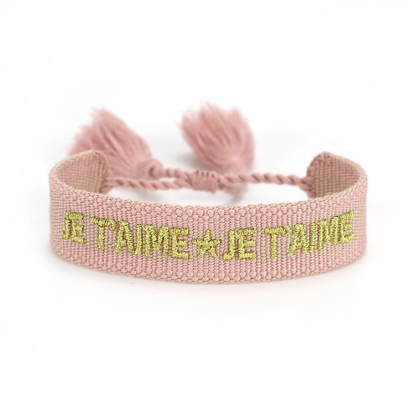 European & American Cross-border Embroidery Bracelet | Handmade Tassel & Letter Logo