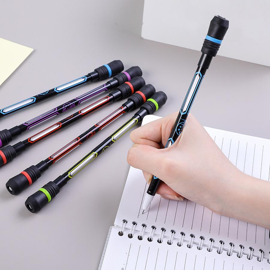 12pcs 0.5mm Signature Rolling Finger Rotating Pen Finger Spinning Pen Office Writing Pen Replaceable Refill Stress Relief Pen