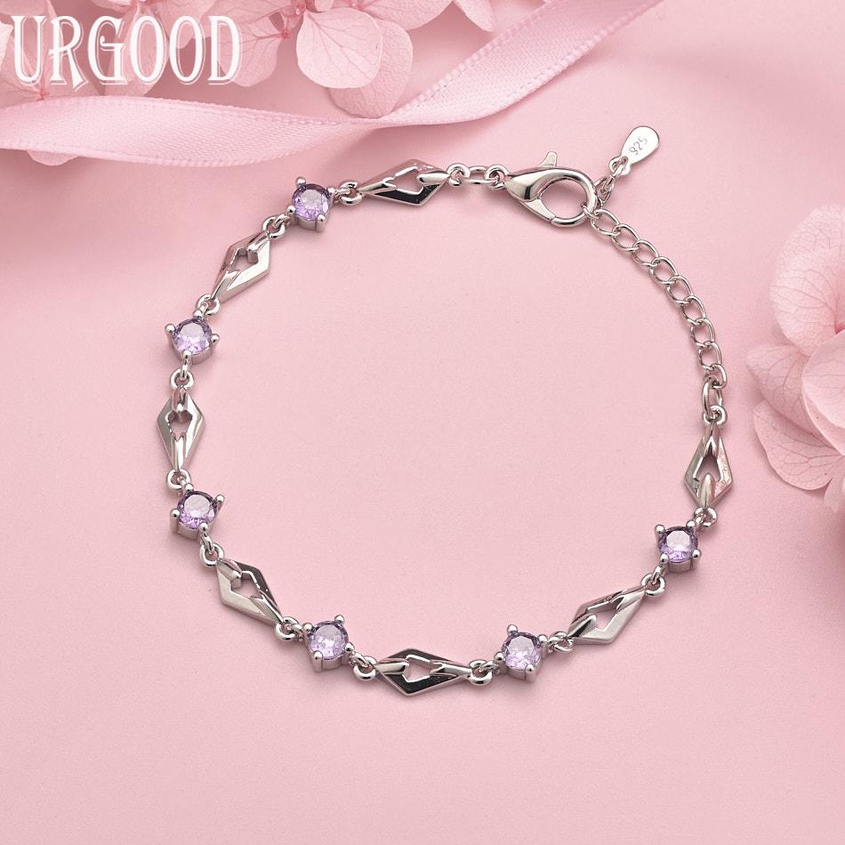 925 Sterling Silver AAA Zircon Bracelet Wedding Gift Jewelry