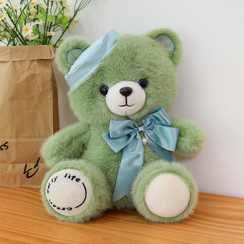 Wearing Beret Navy Teddy Bear Plush Doll Cute Bow Tied Perfect Gift Huggable