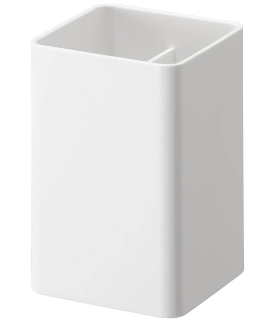 Yamazaki Magnetic Storage Box, Square, White, Approx. W7 x D7.2 x H10.5cm, Tower, Small Item Storage, Dividers, with Hooks, 4848
