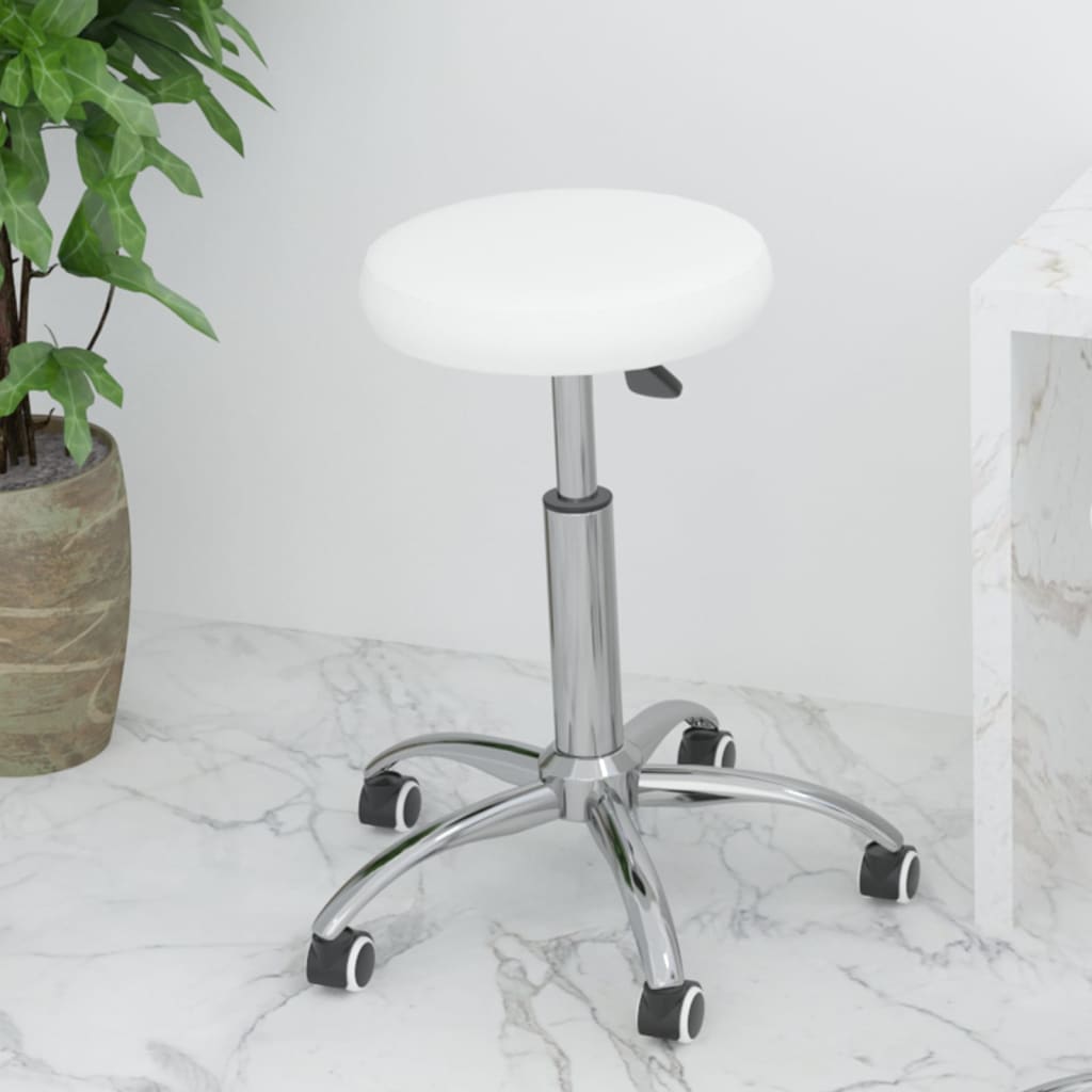 Vidaxl Swivel Office Chair, White, Faux Leather