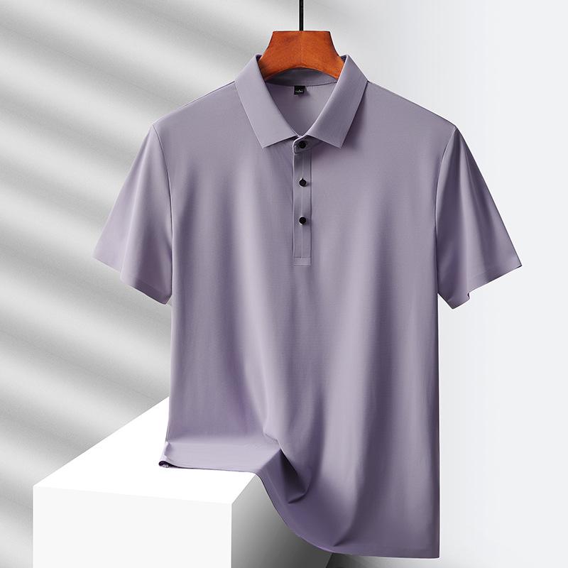 

Dad s Summer Clothing Middle-aged Men s Short Sleeved T-shirt Summer Ice Silk Quick Drying Polo Shirt 5XL темно-фіолетовий колір