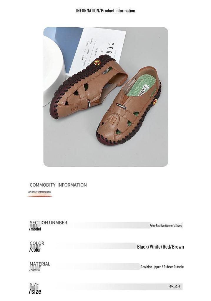 Women's Handmade Stitching Flat Sandals - Soft Rubber Sole, Comfortable Loafers for Casual Wear