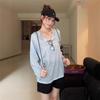 [Sunscreen fabric] Thin sunscreen blouse top women's early autumn new design stripes loose and thin T-shirt