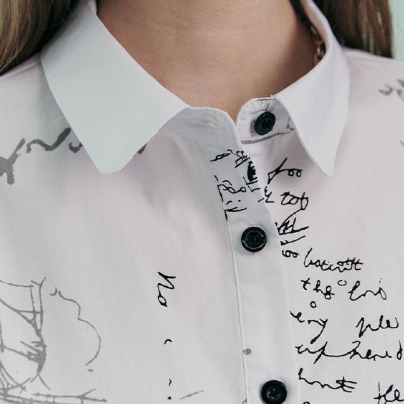 MAXZA Croquis Print Volume Sleeve Shirt Blouse Zc06qb021on